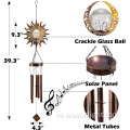 Zonne -metalen windgong voor buitenste zon Crackle Glass Ball Warm LED Zonnetuinverlichting Waterdichte sympathie Wind Bells Outdoor